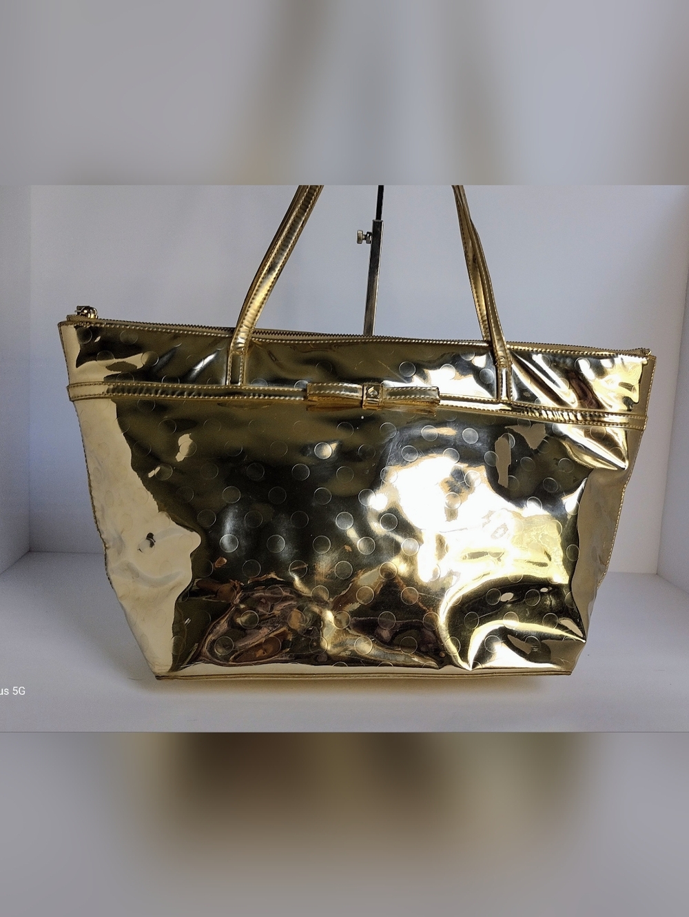 Kate Spade Gold Metallic Polka Dot Embossed Tote